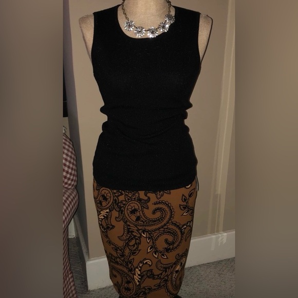 LuLaRoe Brown and Black Paisley Midi Skirt - Picture 3 of 5